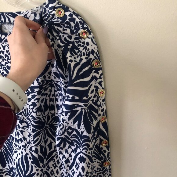 Lilly Pulitzer Blue White Cotton Shell Pattern Dress Sundress XS - Picture 7 of 13